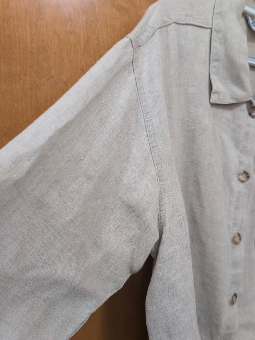 Bay Street Clothing Co Shirt Womens L Beige Long Sleeve Button Up Vintage USA - Picture 5 of 10